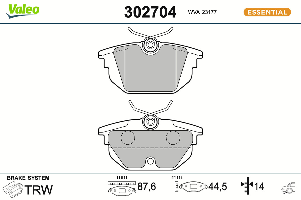 VALEO Bremseklodser 302704 bagaksel for FIAT LANCIA ALFA ROMEO