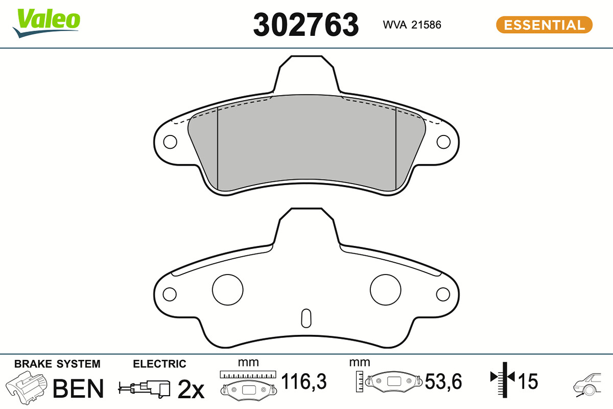 VALEO Bremseklodser 302763 bagaksel for FORD