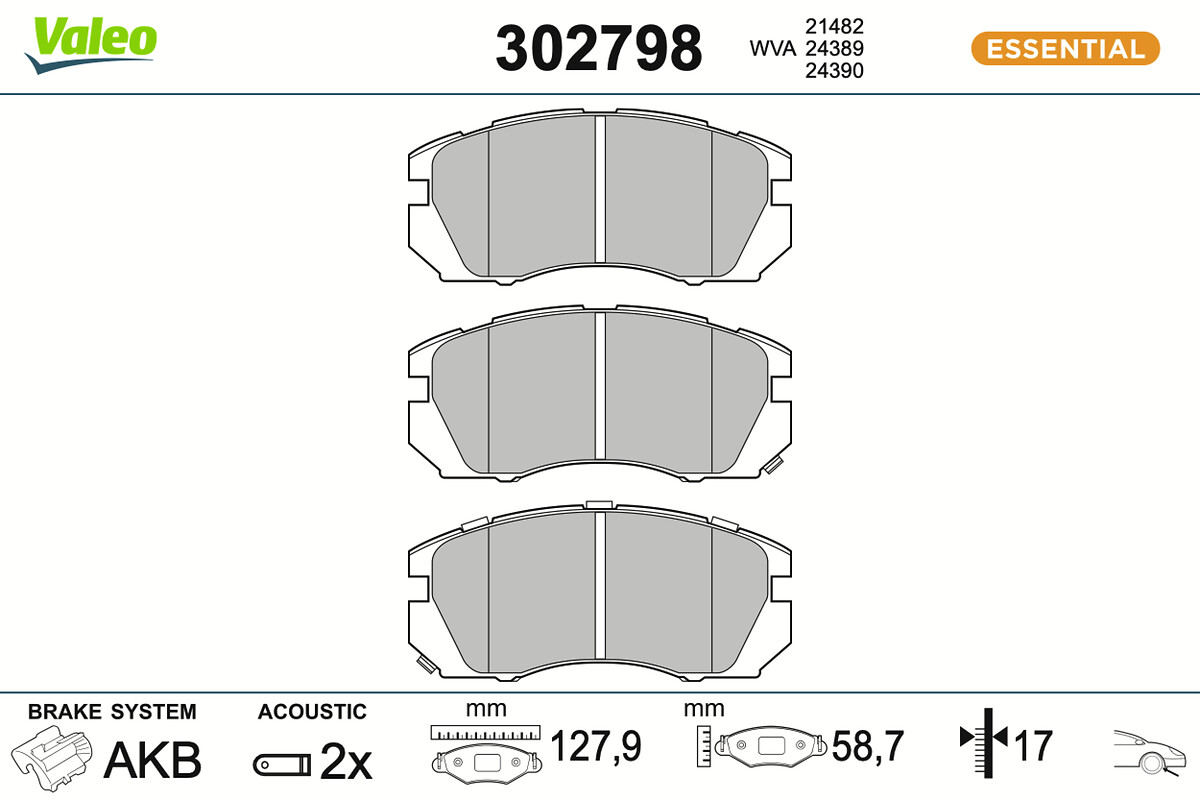 VALEO Bremseklodser 302798 foraksel for SUBARU