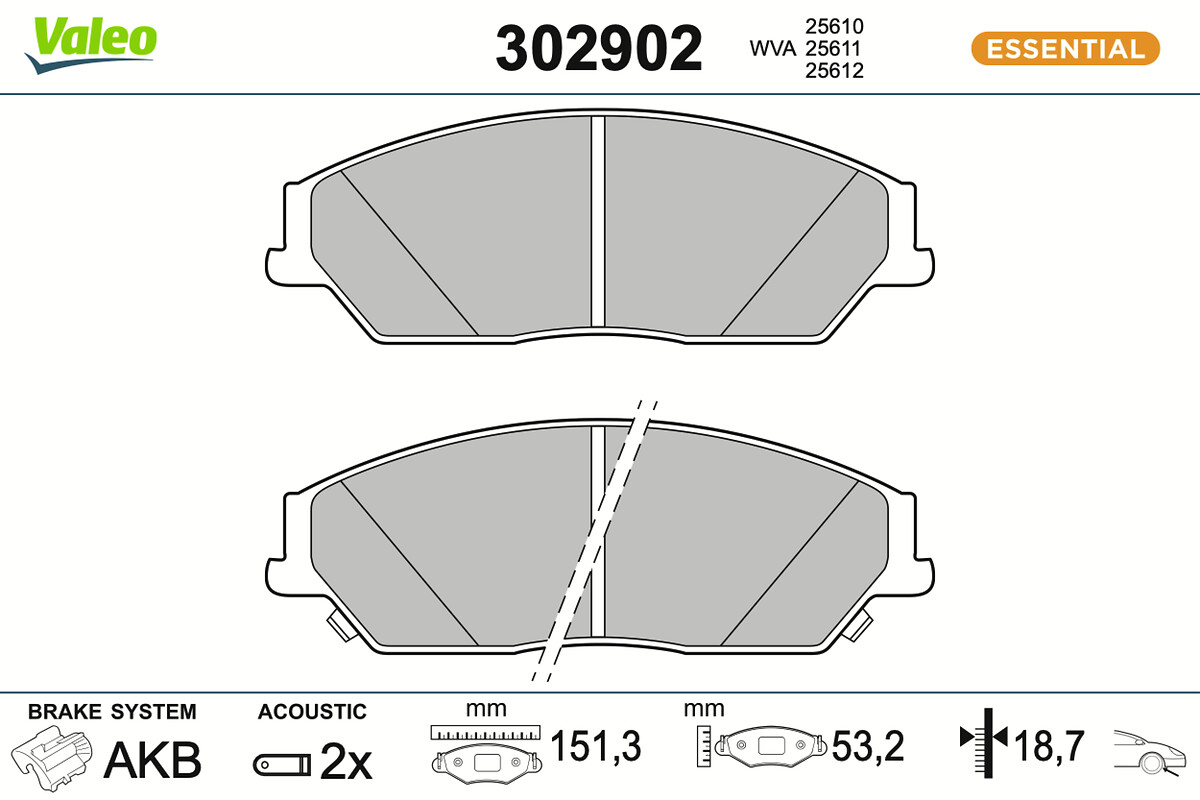 VALEO Bremseklodser 302902 foraksel for TOYOTA