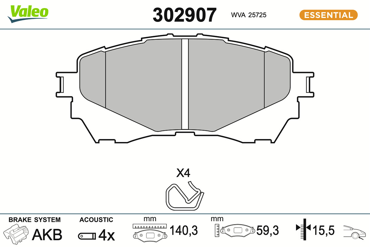 VALEO Bremseklodser 302907 foraksel for MAZDA