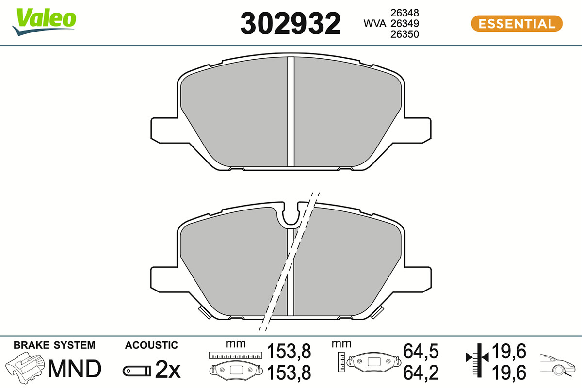 VALEO Bremseklodser 302932 foraksel for VAUXHALL