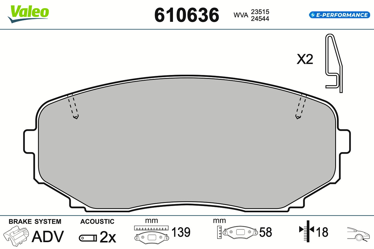 VALEO Bremseklodser 610636 foraksel for MAZDA MAZDA (FAW) MAZDA (CHANGAN)