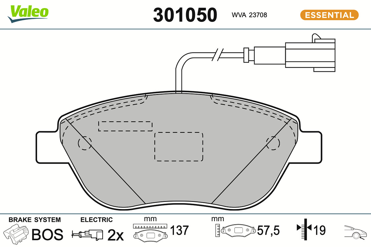 VALEO Bremseklodser 301050 foraksel for OPEL ABARTH LANCIA FIAT VAUXHALL