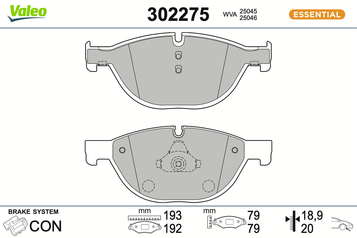 VALEO Bremseklodser 302275 foraksel for BMW