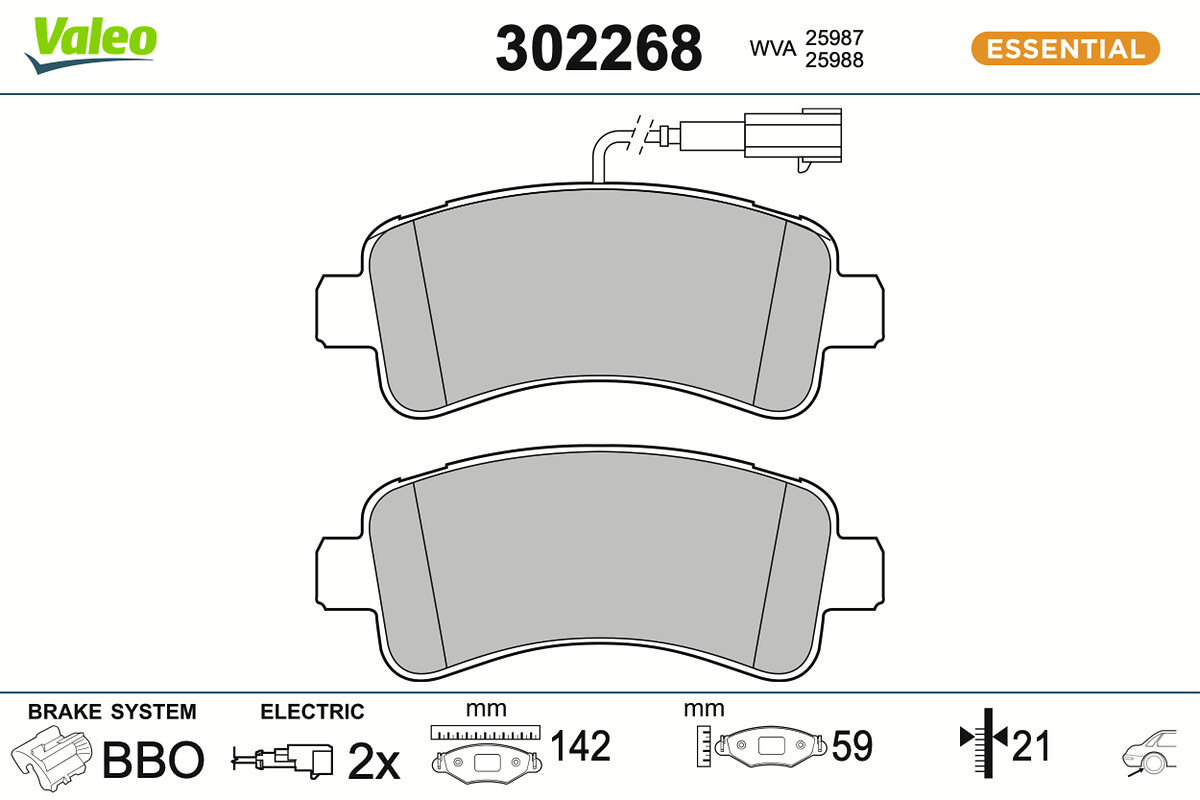 VALEO Bremseklodser 302268 bagaksel for IVECO VAUXHALL PEUGEOT