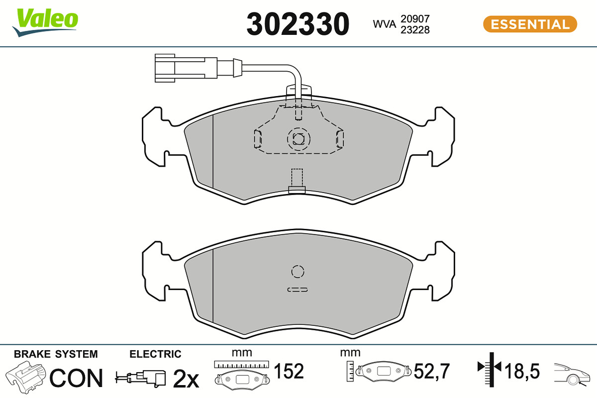 VALEO Bremseklodser 302330 foraksel for FIAT