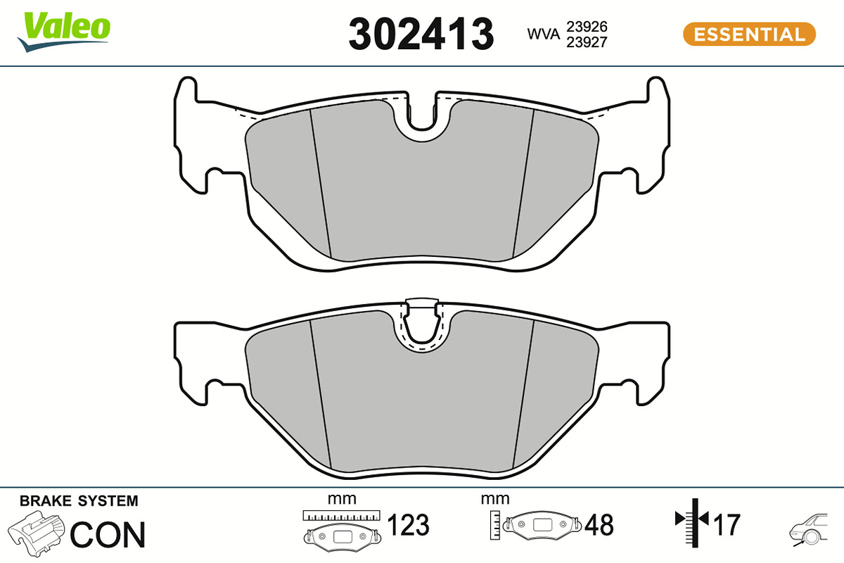 VALEO Bremseklodser 302413 bagaksel for BMW (BRILLIANCE) BMW