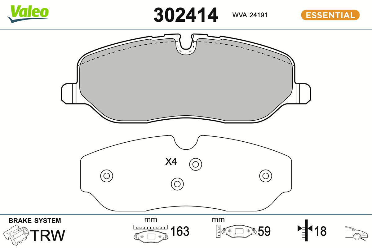 VALEO Bremseklodser 302414 foraksel for LAND ROVER