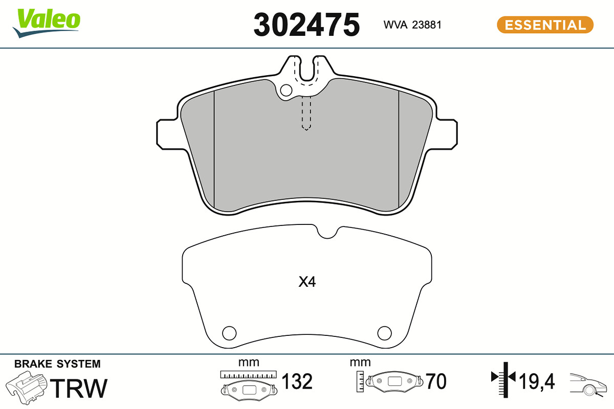 VALEO Bremseklodser 302475 foraksel for MERCEDES-BENZ