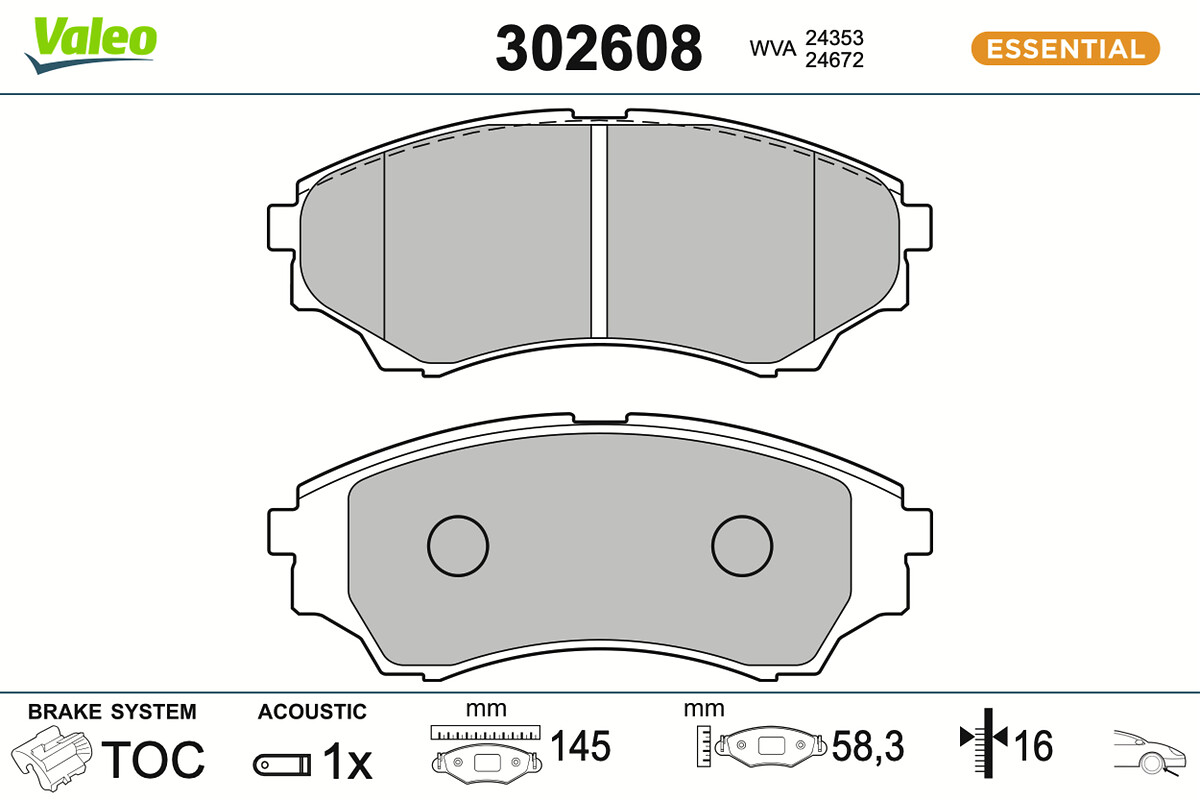 VALEO Bremseklodser 302608 foraksel for FORD USA FORD FORD ASIA & OCEANIA MAZDA