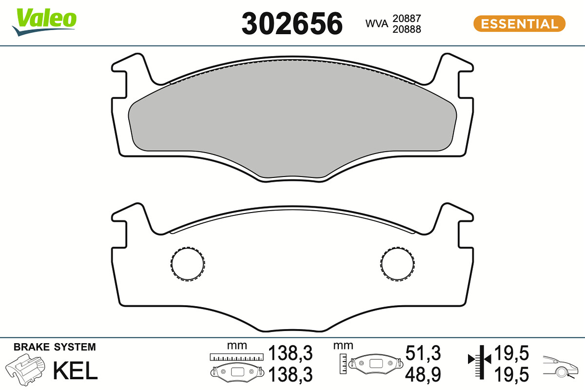 VALEO Bremseklodser 302656 foraksel for VW VW (SVW)