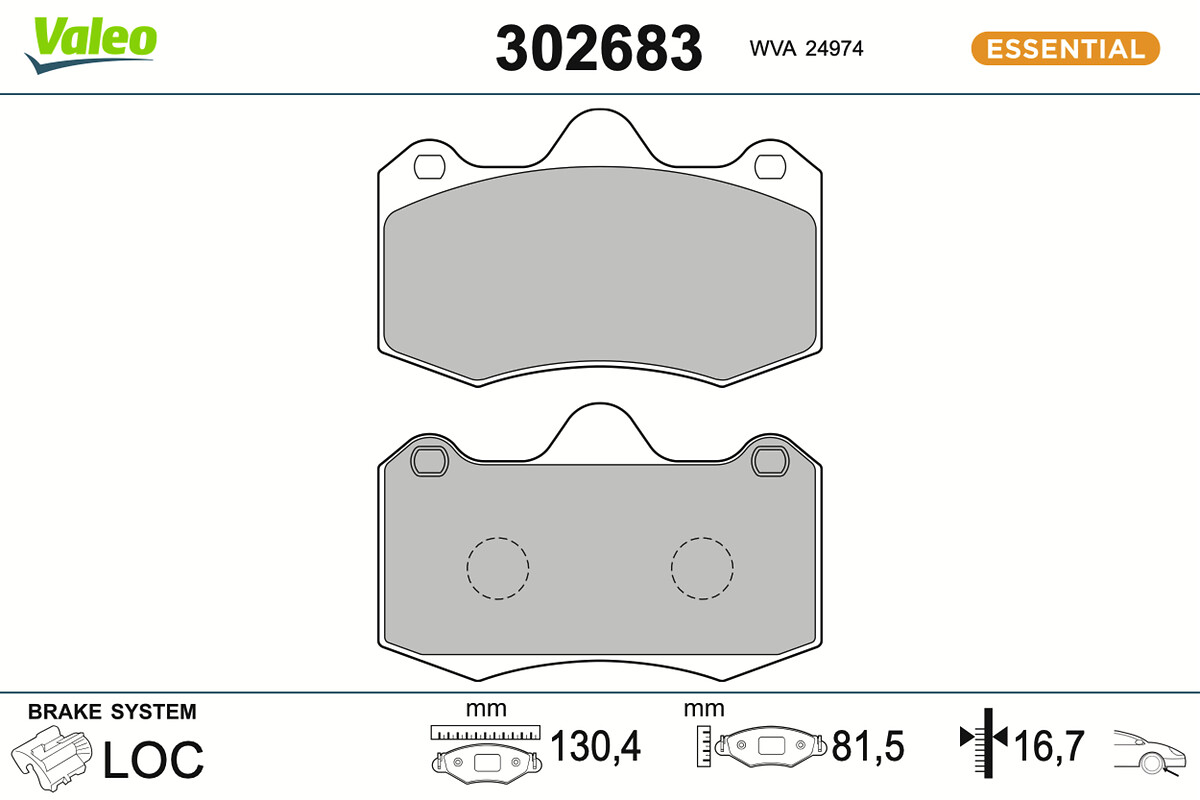 VALEO Bremseklodser 302683 foraksel for RENAULT SEAT