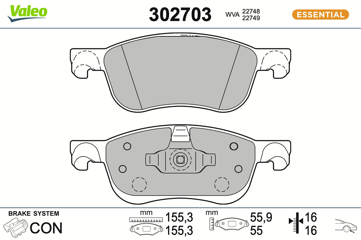 VALEO Bremseklodser 302703 foraksel for FORD