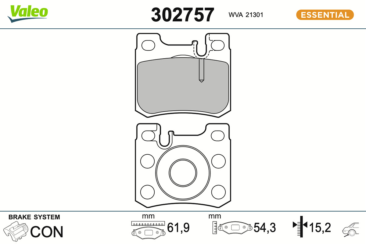 VALEO Bremseklodser 302757 bagaksel for MERCEDES-BENZ