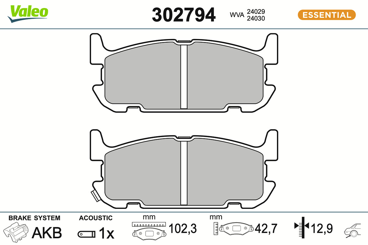 VALEO Bremseklodser 302794 bagaksel for MAZDA
