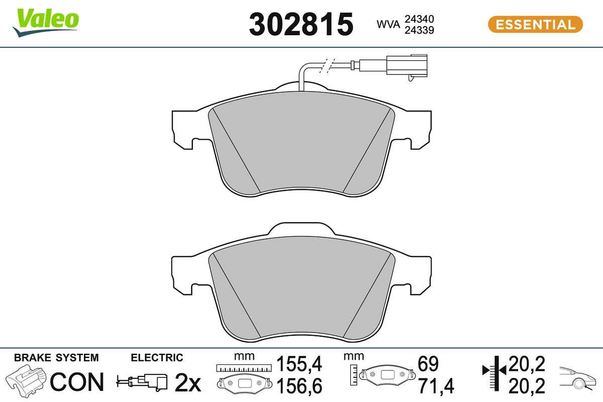 VALEO Bremseklodser 302815 foraksel for KAWEI AUTO ALFA ROMEO