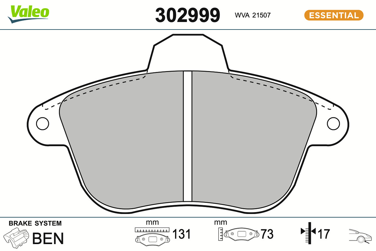 VALEO Bremseklodser 302999 foraksel for PEUGEOT