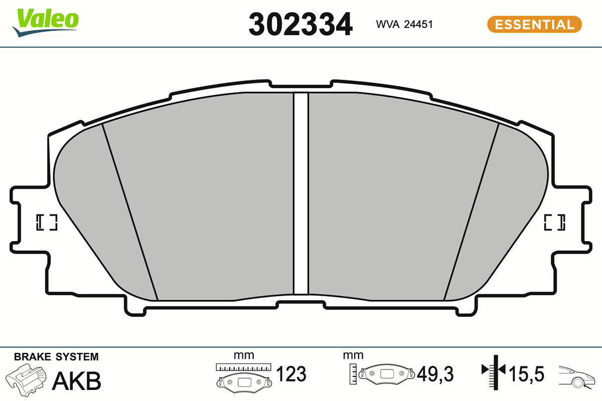 VALEO Bremseklodser 302334 foraksel for TOYOTA (FAW) TOYOTA LEXUS