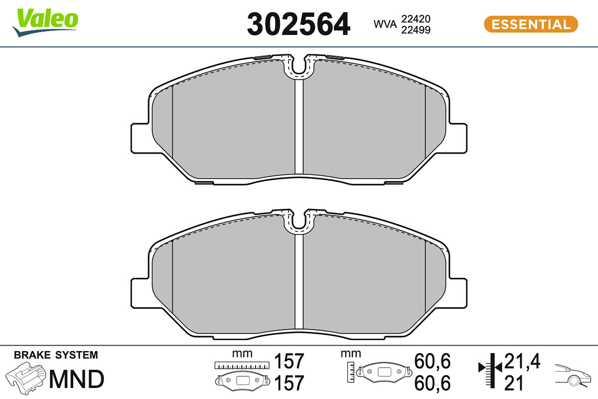 VALEO Bremseklodser 302564 foraksel for HYUNDAI