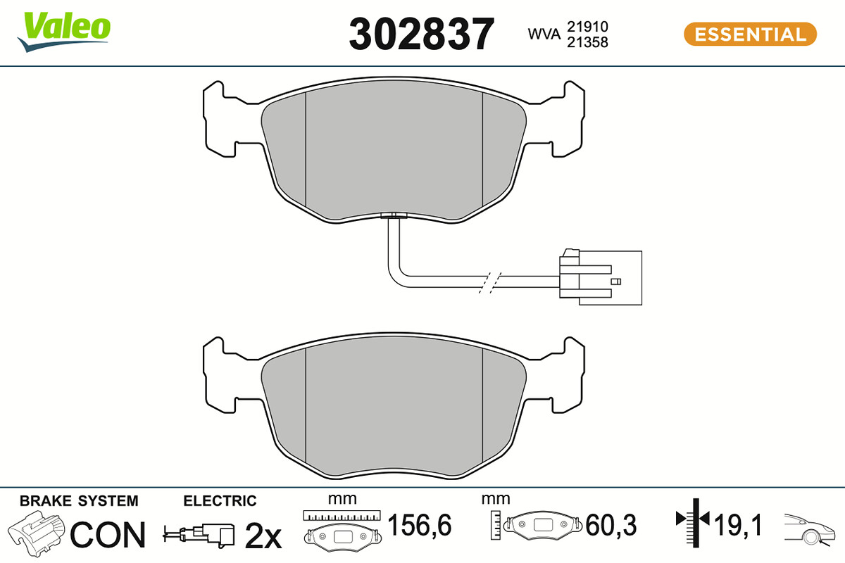 VALEO Bremseklodser 302837 foraksel for FORD AC FORD USA