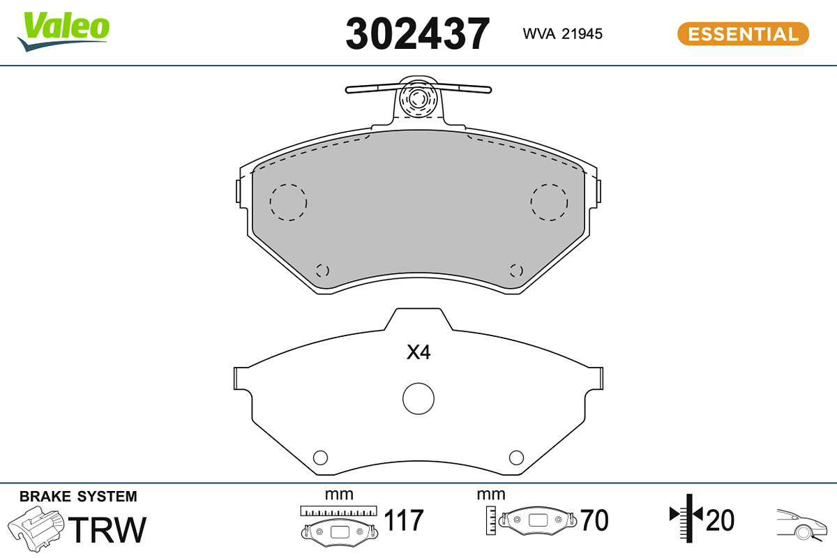 VALEO Bremseklodser 302437 foraksel for VW