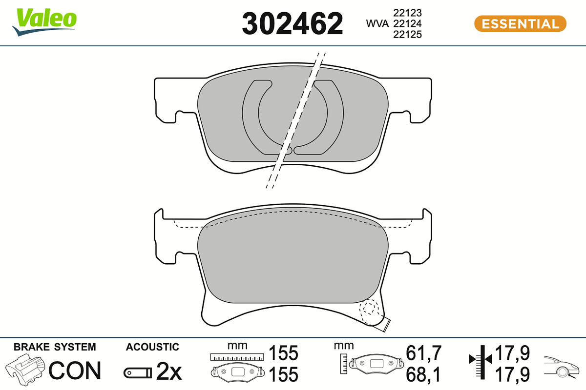 VALEO Bremseklodser 302462 foraksel for OPEL VAUXHALL