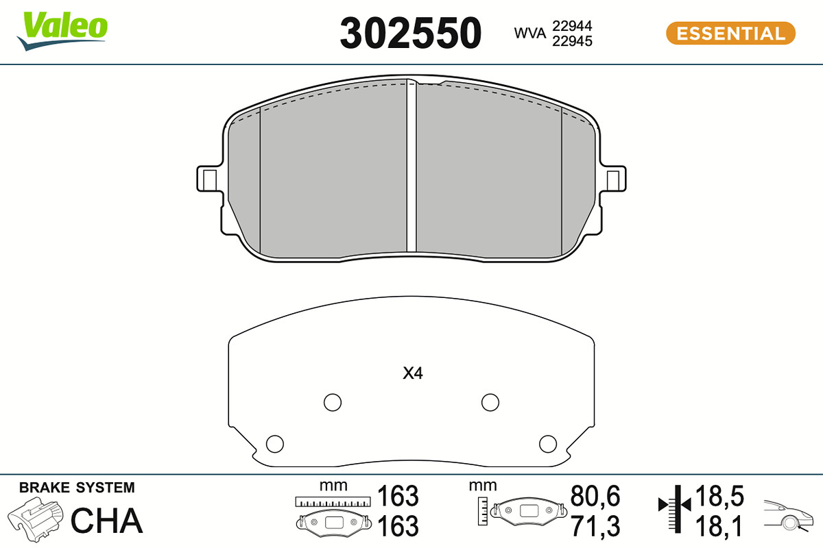 VALEO Bremseklodser 302550 foraksel for MERCEDES-BENZ (BBDC) MERCEDES-BENZ