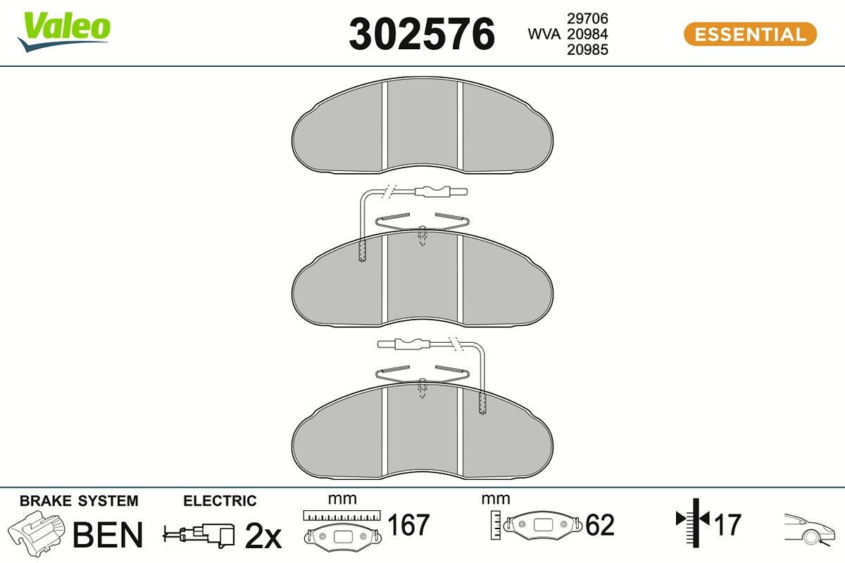 VALEO Bremseklodser 302576 foraksel for AVIA RENAULT