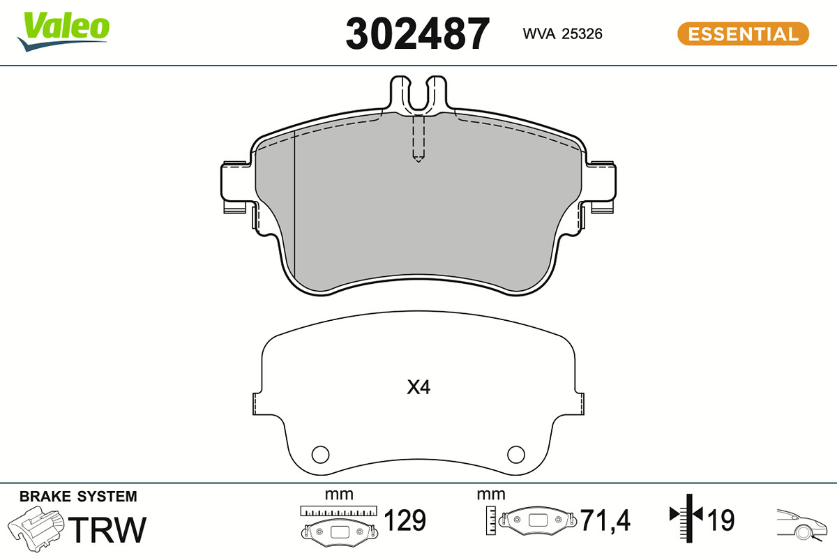 VALEO Bremseklodser 302487 foraksel for MERCEDES-BENZ