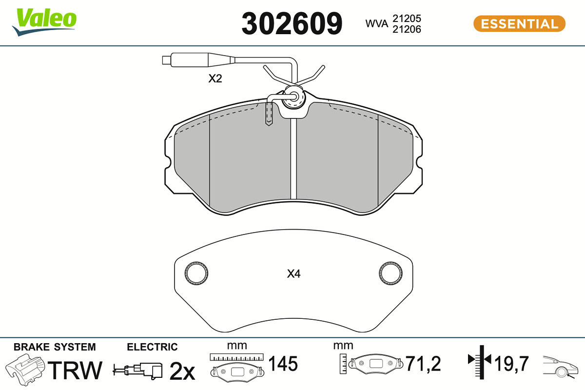 VALEO Bremseklodser 302609 foraksel for PEUGEOT FIAT CITROËN