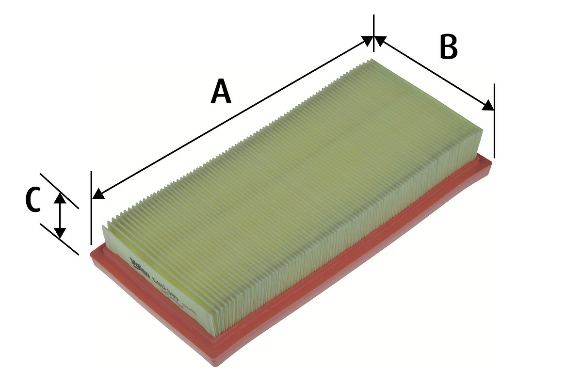 VALEO Luftfilter 585589 Filterindsats length_mm_203|Længde [mm]|255 width_mm_206|Bredde [mm]|123 height_mm_209|Højde [mm]|38 weight_kg_212|Vægt [kg]|0