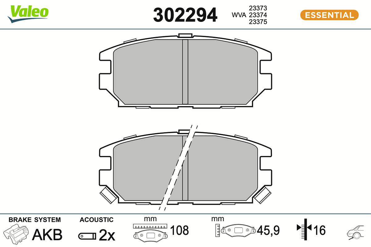 VALEO Bremseklodser 302294 bagaksel for MITSUBISHI