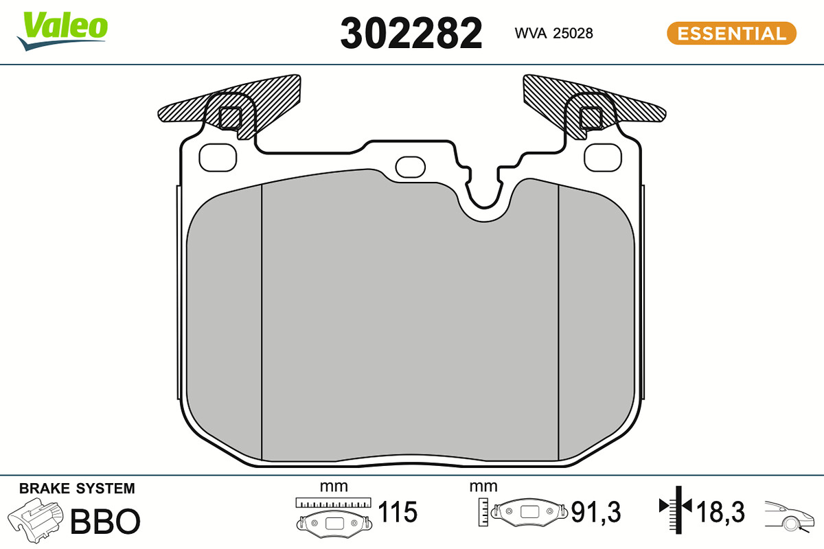 VALEO Bremseklodser 302282 foraksel for BMW BMW (BRILLIANCE)