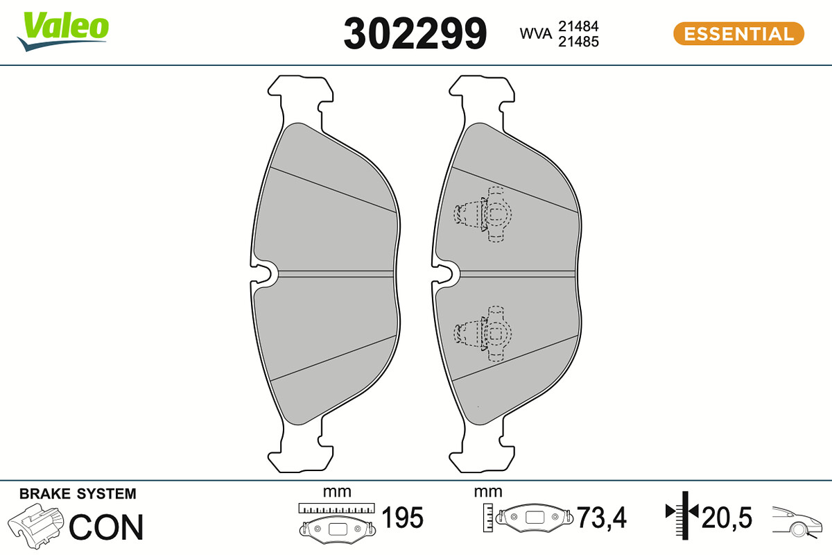 VALEO Bremseklodser 302299 foraksel for BMW ALPINA MERCEDES-BENZ AUDI VW CHRYSLER BENTLEY