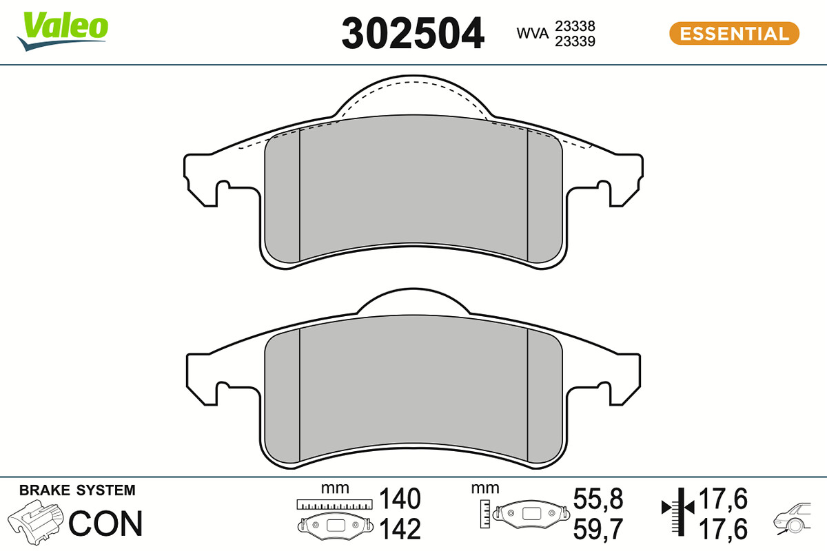 VALEO Bremseklodser 302504 bagaksel for JEEP JEEP (BJC)