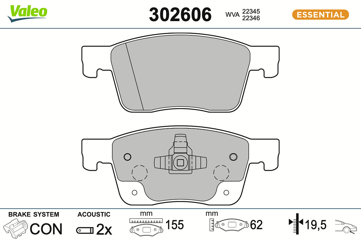 VALEO Bremseklodser 302606 foraksel for VAUXHALL