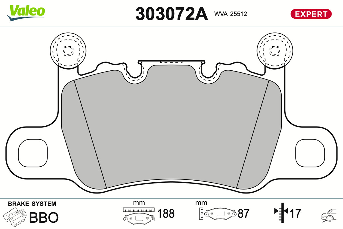 VALEO Bremseklodser 303072a bagaksel for PORSCHE BENTLEY