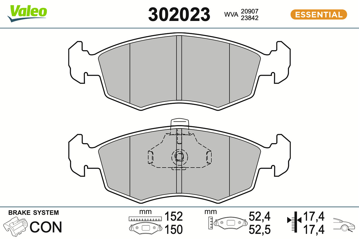 VALEO Bremseklodser 302023 foraksel for FIAT