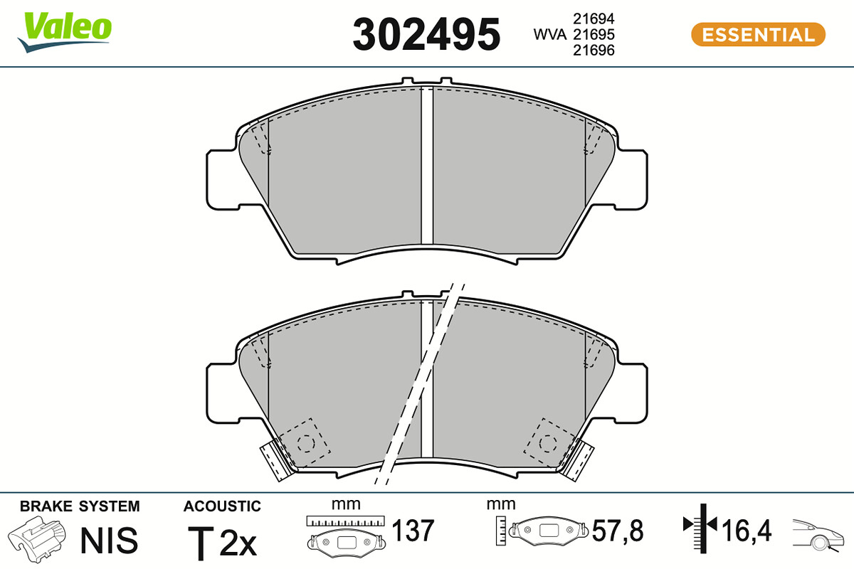 VALEO Bremseklodser 302495 foraksel for HONDA (DONGFENG) HONDA