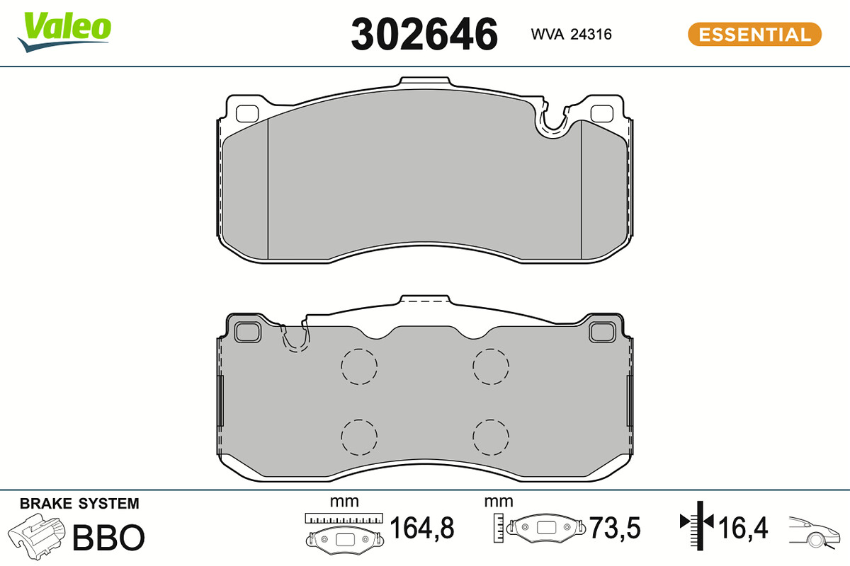 VALEO Bremseklodser 302646 foraksel for BMW (BRILLIANCE) MINI