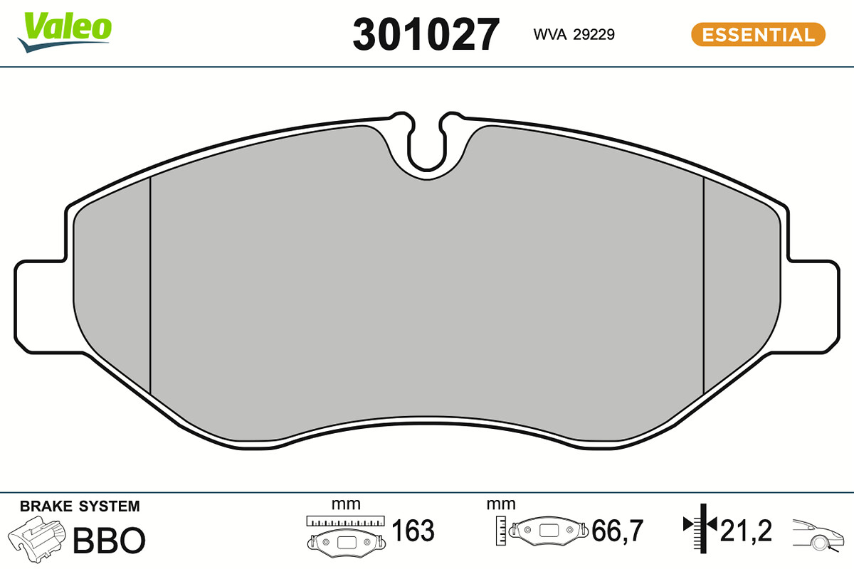 VALEO Bremseklodser 301027 foraksel for IVECO