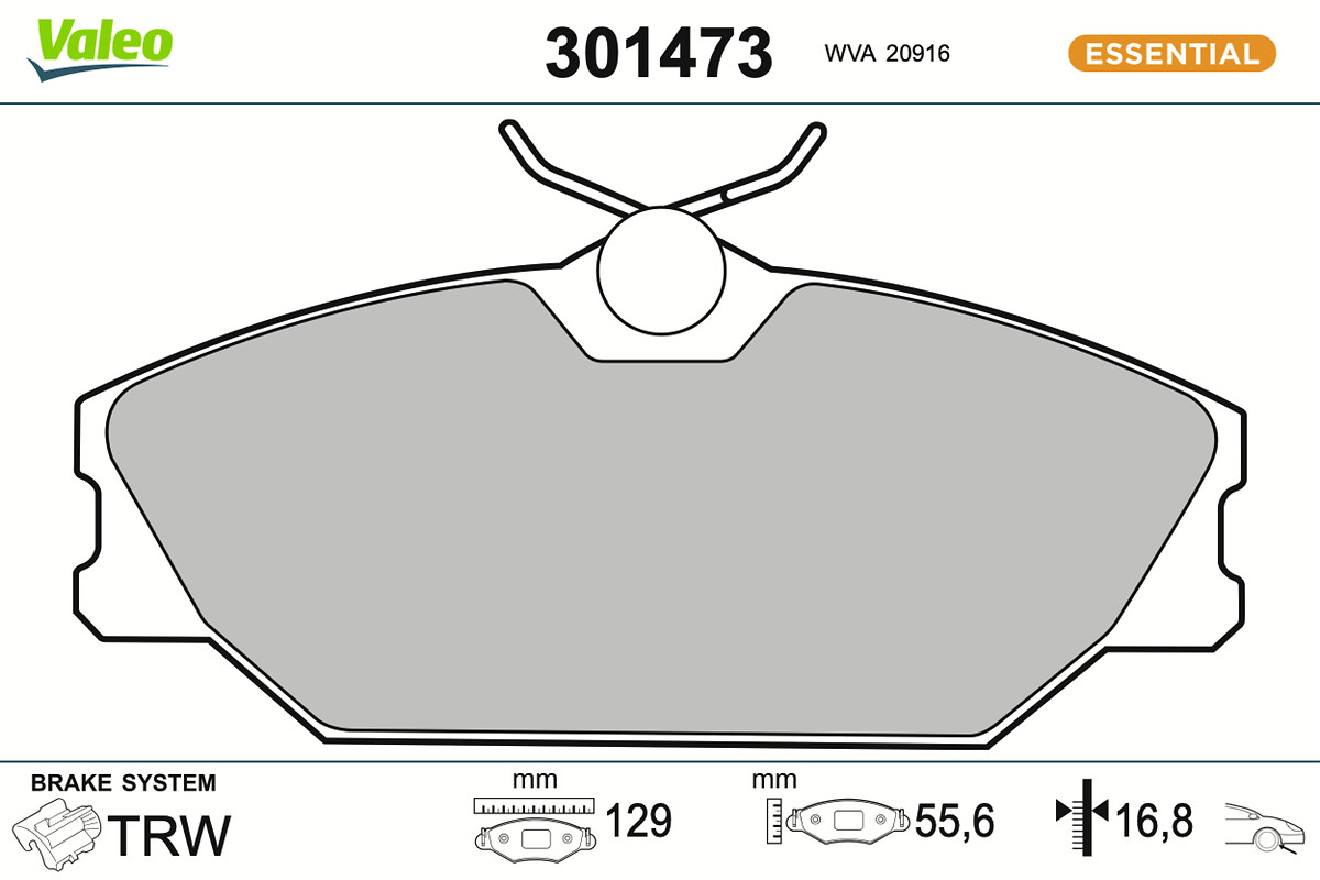VALEO Bremseklodser 301473 foraksel for RENAULT