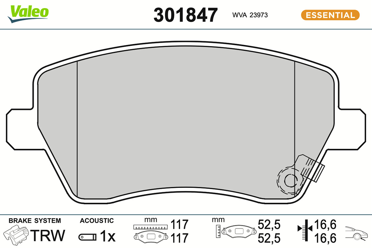 VALEO Bremseklodser 301847 foraksel for OPEL VAUXHALL SUZUKI