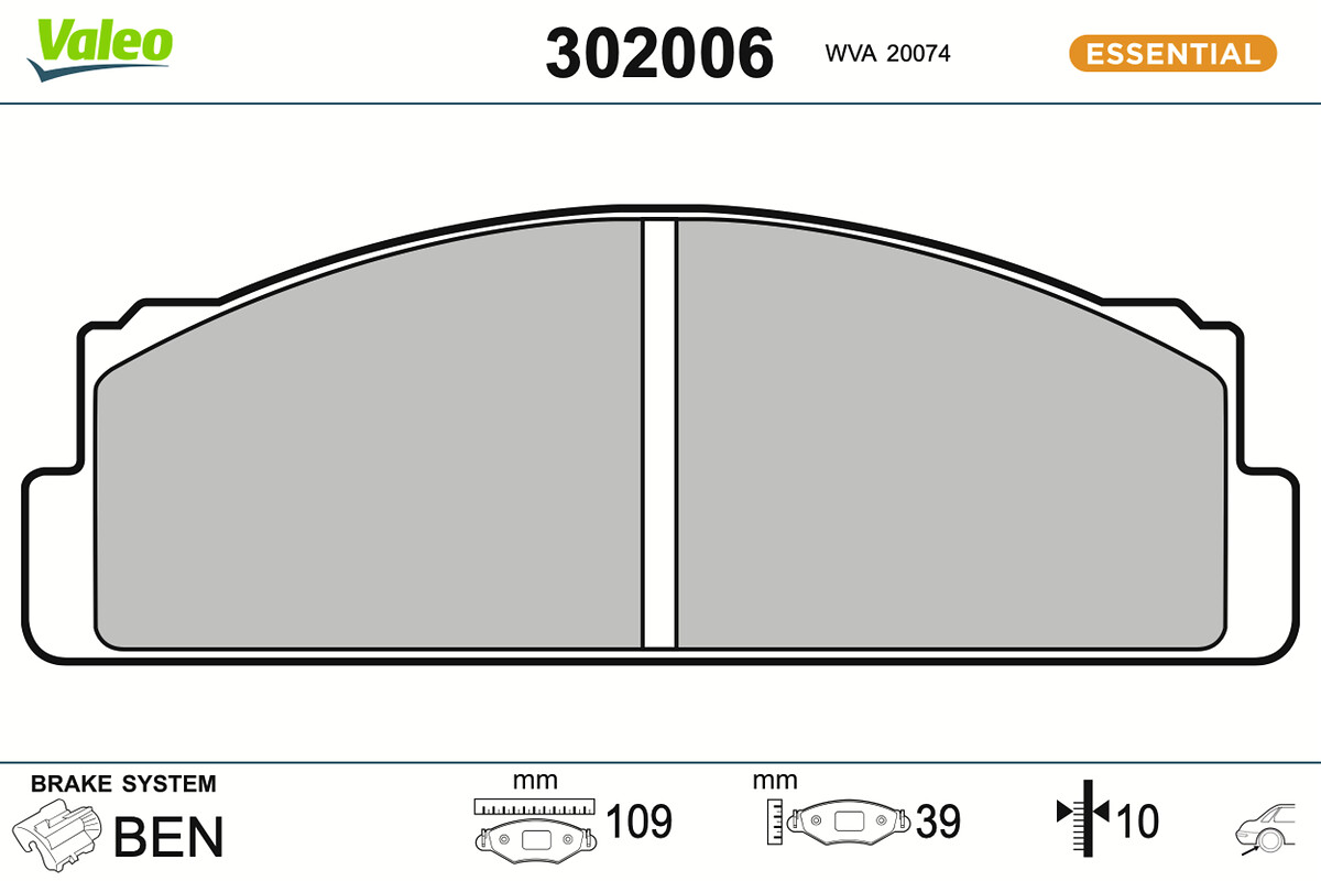 VALEO Bremseklodser 302006 bagaksel for FSO TALBOT LANCIA ZASTAVA FIAT AUTOBIANCHI