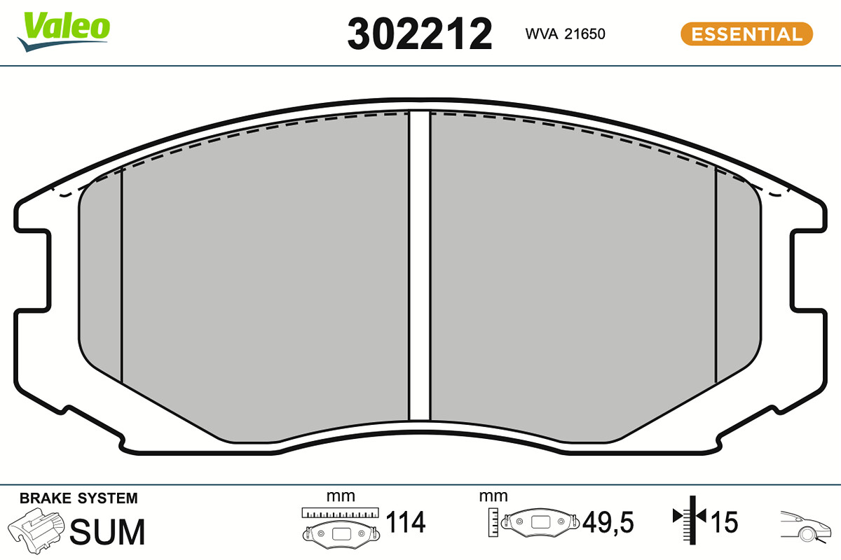 VALEO Bremseklodser 302212 foraksel for PERODUA TOYOTA DAIHATSU PROTON MITSUBISHI