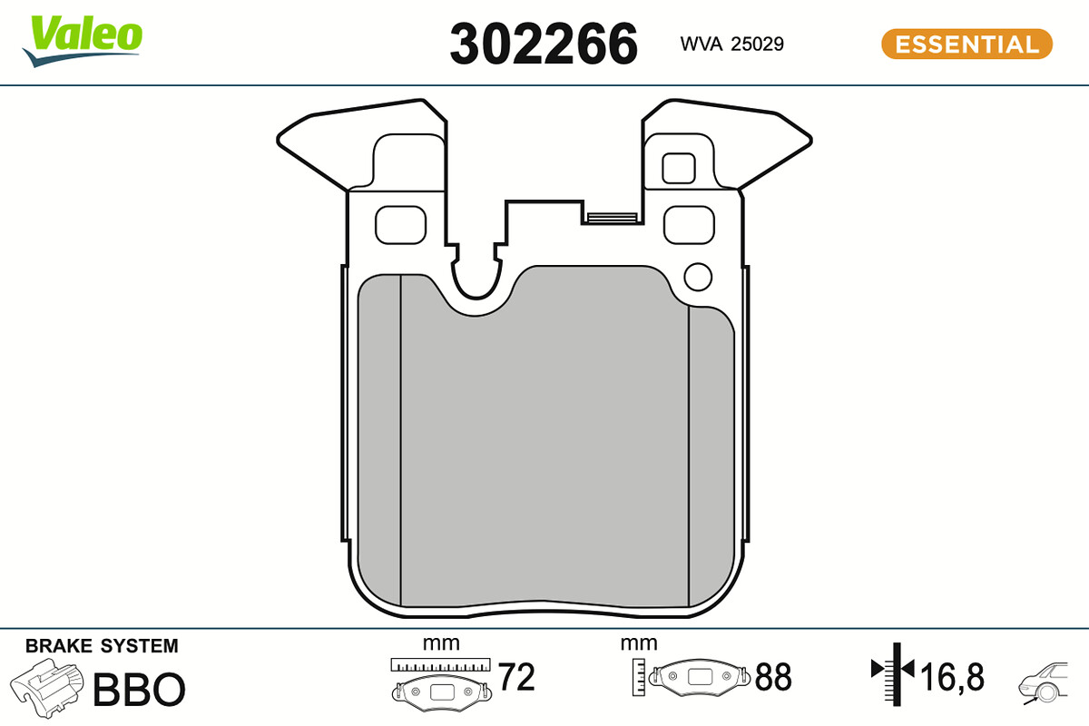 VALEO Bremseklodser 302266 bagaksel for BMW