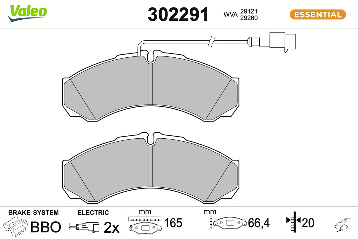 VALEO Bremseklodser 302291 bagaksel for IVECO RENAULT TRUCKS NISSAN