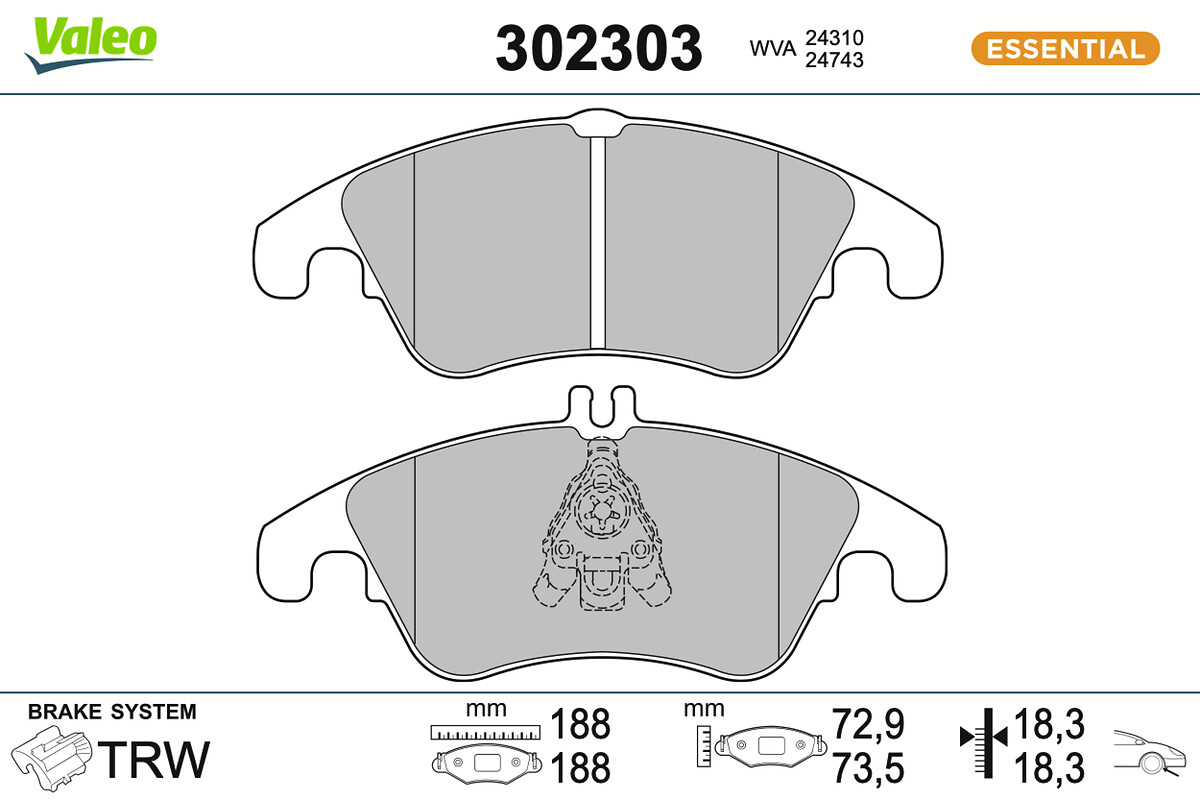 VALEO Bremseklodser 302303 foraksel for FORD