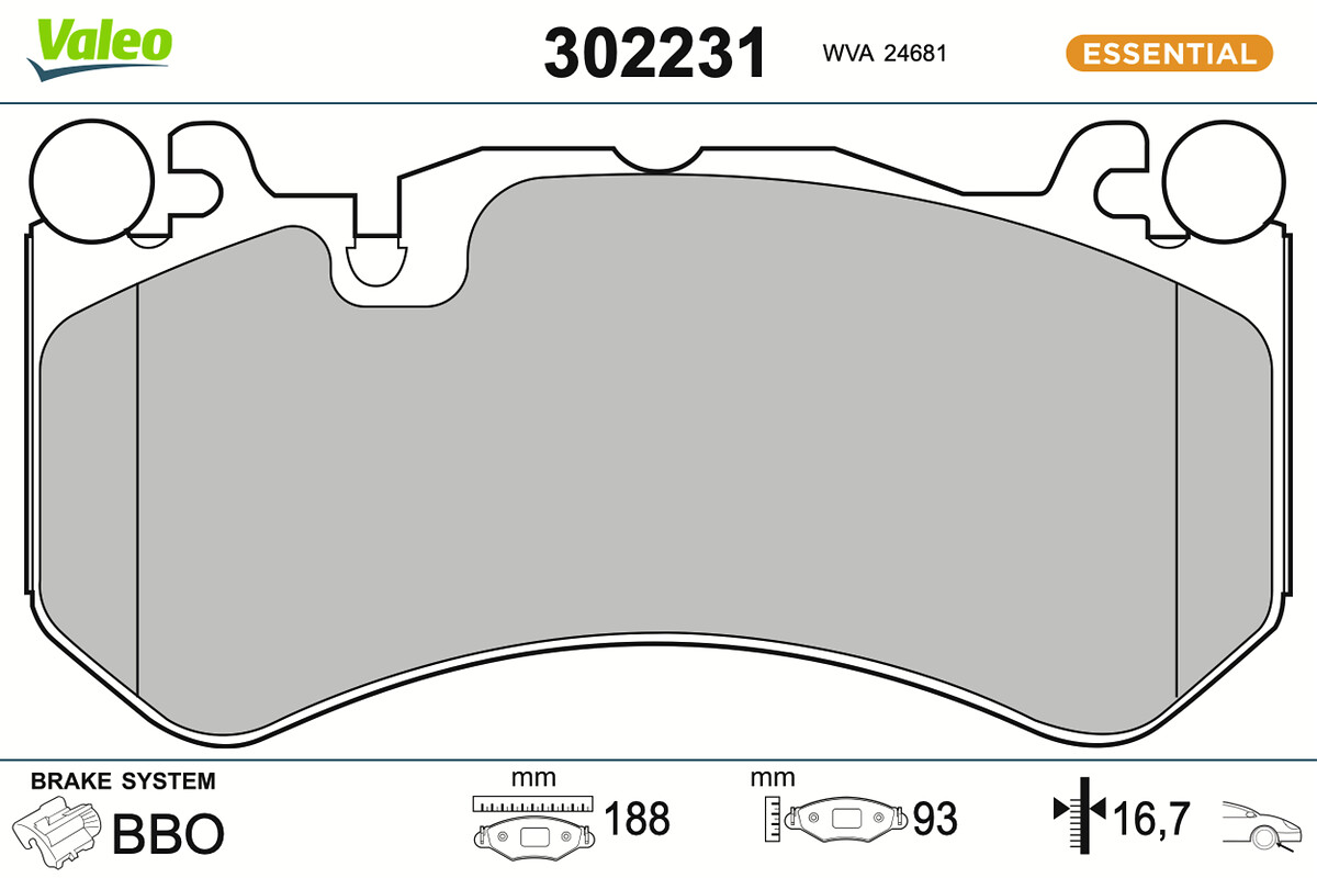 VALEO Bremseklodser 302231 foraksel for MERCEDES-BENZ MERCEDES-BENZ (BBDC) BRABUS